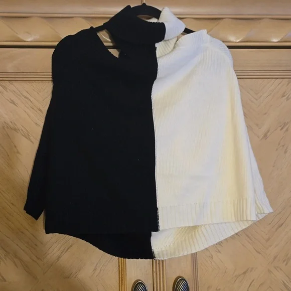 Shein size medium colorblock cold shoulder turtleneck sweater - Picture 5 of 5